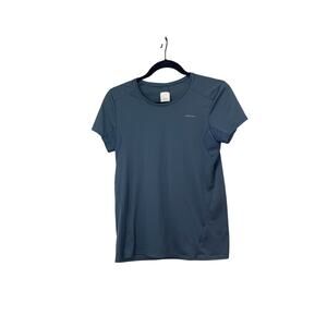 Quechua Decathlon Women's Short Sleeved Hiking T-Shirt Small Wicking Blue Gray